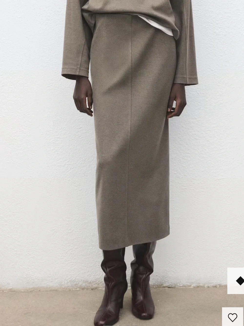 Mango Classic Brown Straight Midi Skirt OPENING PENCIL SKIRT 1287